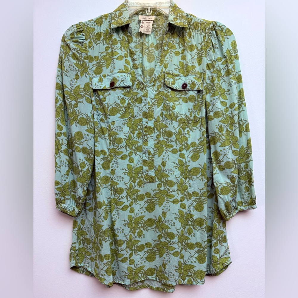 Matilda Jane by Cheeky Plum, Piper Popover Blouse in Aqua Blue & Yellow Green
